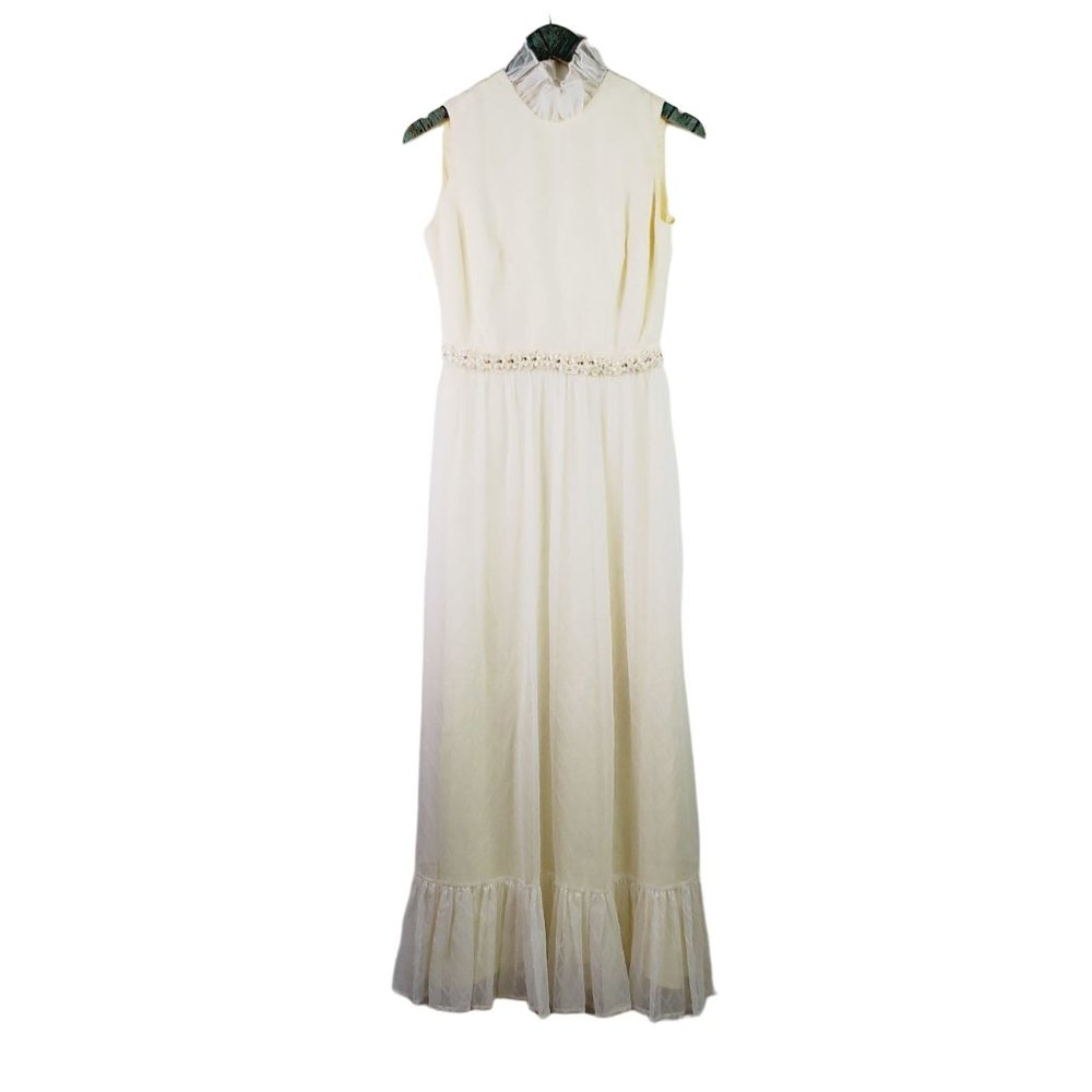 Vtg 60s Jack Bryan Designed by Dupuis Formal Maxi Layered High Neck Tiered Dress